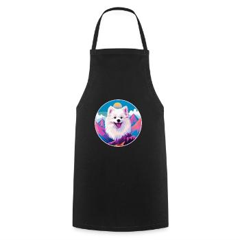 Amerikanische Eskimo-Hunderasse Karikatur Kawaii Watercolo - Kochschürze - Schwarz - Vorne - AI Model Male 185 dark (185cm)