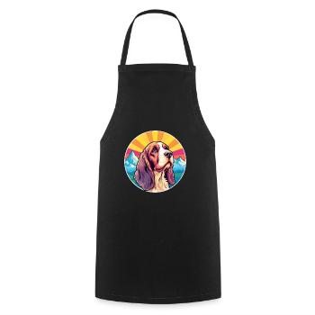 Artois Hound Dog Breed Cartoon Kawaii Watercolor - Cooking Apron - black - Front - AI Model Male 185 dark (185cm)