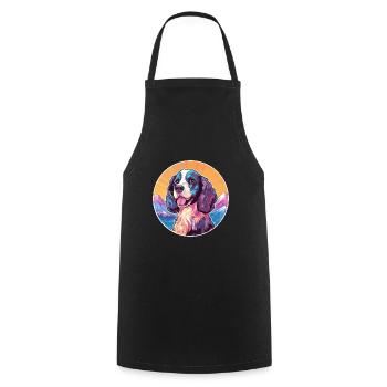 Alpine Spaniel Dog Breed Cartoon Kawaii Watercolor - Cooking Apron - black - Front - AI Model Male 185 dark (185cm)