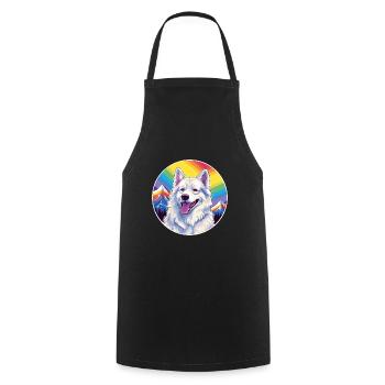 Berger Blanc Suisse Race De Chien Cartoon Kawaii Eau - Tablier de cuisine - noir - Devant - AI Model Male 185 dark (185cm)