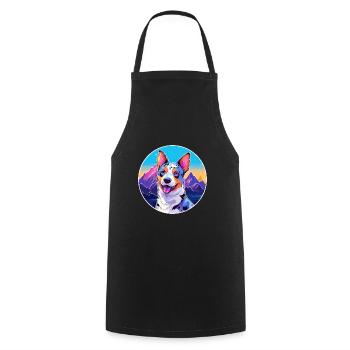Blue Heeler Dog Breed Cartoon Kawaii Watercolor - Cooking Apron - black - Front - AI Model Male 185 dark (185cm)