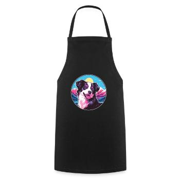 Border Collie Hunderasse Cartoon Kawaii Aquarell - Kochschürze - Schwarz - Vorne - AI Model Male 185 dark (185cm)
