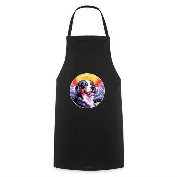 Berner Laufhund Dog Breed Cartoon Kawaii Watercolo - Cooking Apron - black - Front - AI Model Male 185 dark (185cm)