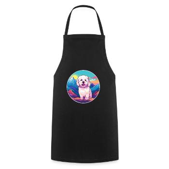 Bolognese Dog Breed Cartoon Kawaii Watercolor - Cooking Apron - black - Front - AI Model Male 185 dark (185cm)