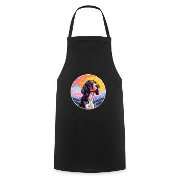 Bluetick Coonhound Dog Breed Cartoon Kawaii Waterc - Cooking Apron - black - Front - AI Model Male 185 dark (185cm)