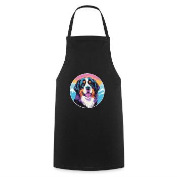 Bernese Mountain Dog Breed Cartoon Kawaii Watercol - Cooking Apron - black - Front - AI Model Male 185 dark (185cm)