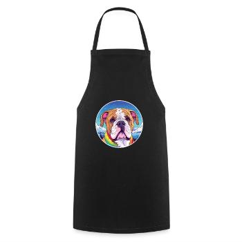 Bulldogge Hund Rasse Cartoon Kawaii Aquarell - Kochschürze - Schwarz - Vorne - AI Model Male 185 dark (185cm)