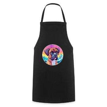 Deutsche Boxer Hund Rasse Cartoon Kawaii Aquarell - Kochschürze - Schwarz - Vorne - AI Model Male 185 dark (185cm)