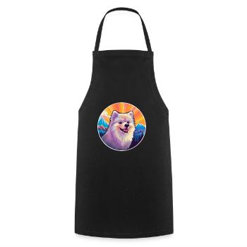Spitz allemand chien race dessin animé Kawaii aquarelle - Tablier de cuisine - noir - Devant - AI Model Male 185 dark (185cm)