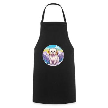 Coton De Tuléar Race De Chien Cartoon Kawaii Watercolo - Tablier de cuisine - noir - Devant - AI Model Male 185 dark (185cm)