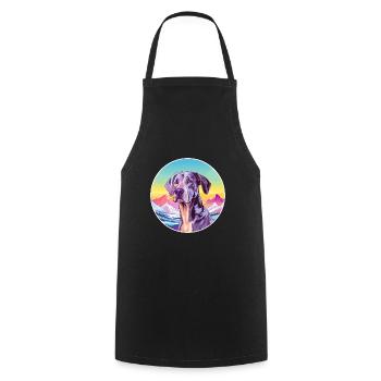Große Dogge Hunderasse Cartoon Kawaii Aquarell - Kochschürze - Schwarz - Vorne - AI Model Male 185 dark (185cm)