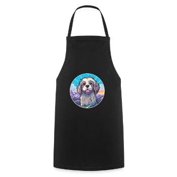 Griffon Bleu De Gascogne Dog Breed Cartoon Kawaii - Cooking Apron - black - Front - AI Model Male 185 dark (185cm)