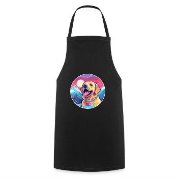 Hokkaido Ken Dog Breed Cartoon Kawaii Watercolor - Cooking Apron - black - Front - AI Model Male 185 dark (185cm)