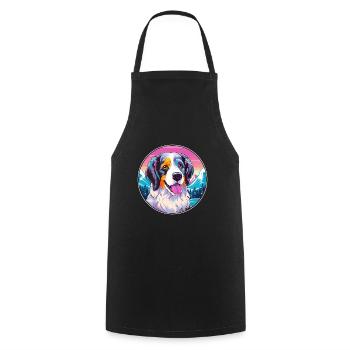Kuchi Hunderasse Karikatur Kawaii Aquarell - Kochschürze - Schwarz - Vorne - AI Model Male 185 dark (185cm)