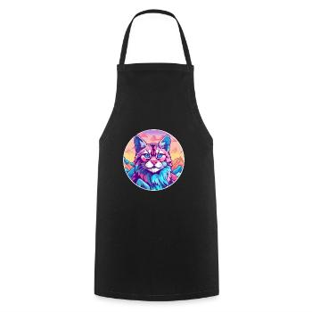 Colorpoint Cat Coloré Dessin Animé Aquarelle Illustration - Tablier de cuisine - noir - Devant - AI Model Male 185 dark (185cm)