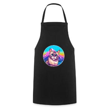 Chypre Chat Coloré Dessin Animé Aquarelle Illustratio - Tablier de cuisine - noir - Devant - AI Model Male 185 dark (185cm)