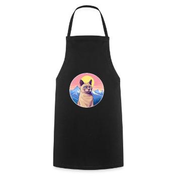 Chat birman européen coloré dessin animé aquarelle I - Tablier de cuisine - noir - Devant - AI Model Male 185 dark (185cm)