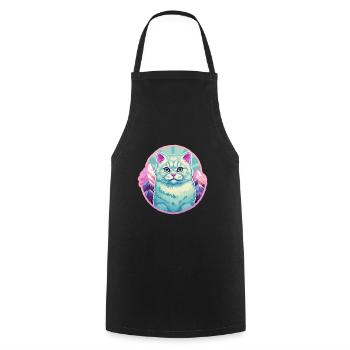 Chat d’argent britannique coloré dessin animé aquarelle malade - Tablier de cuisine - noir - Devant - AI Model Male 185 dark (185cm)