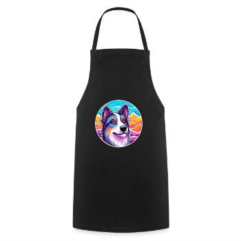 Lapponian Herder Dog Breed Cartoon Kawaii Watercol - Cooking Apron - black - Front - AI Model Male 185 dark (185cm)