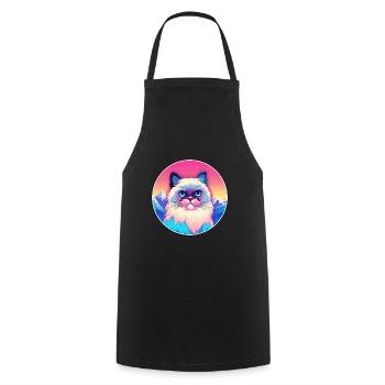 Ragdoll Katze Bunte Karikatur Aquarell Illustrati - Kochschürze - Schwarz - Vorne - AI Model Male 185 dark (185cm)