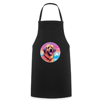 Leonberger Dog Breed Cartoon Kawaii Watercolor - Cooking Apron - black - Front - AI Model Male 185 dark (185cm)