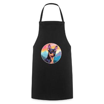 Miniatur Pinscher Hunderasse Cartoon Kawaii Waterc - Kochschürze - Schwarz - Vorne - AI Model Male 185 dark (185cm)