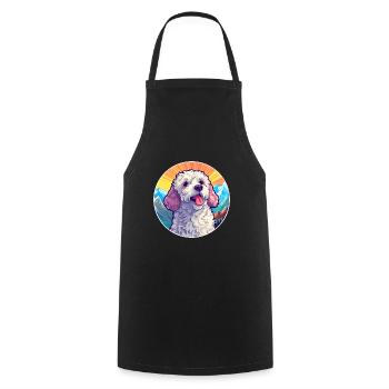 Caniche chien race dessin animé Kawaii aquarelle - Tablier de cuisine - noir - Devant - AI Model Male 185 dark (185cm)