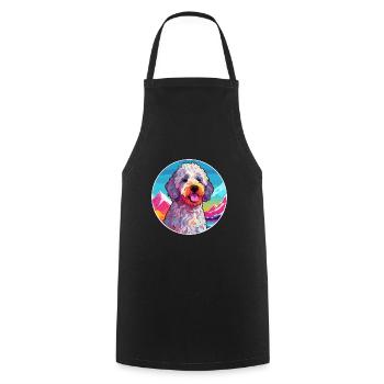 Spanischer Wasserhund Rasse Cartoon Kawaii Aquarell - Kochschürze - Schwarz - Vorne - AI Model Male 185 dark (185cm)