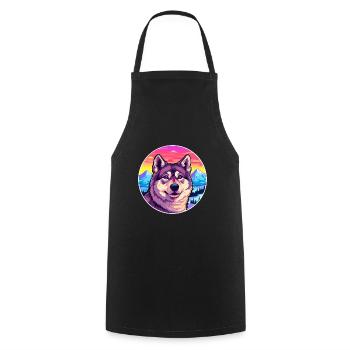 Chien d’élan suédois race de chien Cartoon Kawaii Watercol - Tablier de cuisine - noir - Devant - AI Model Male 185 dark (185cm)