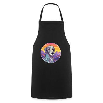 Scottish Deerhound Dog Breed Cartoon Kawaii Waterc - Cooking Apron - black - Front - AI Model Male 185 dark (185cm)