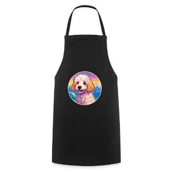 Toy Poodle Dog Breed Cartoon Kawaii Watercolor - Cooking Apron - black - Front - AI Model Male 185 dark (185cm)