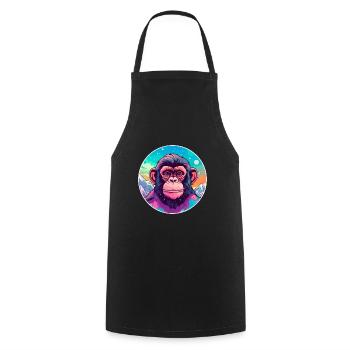Chimpanzé aquarelle dessin animé kawaii animal de compagnie Co - Tablier de cuisine - noir - Devant - AI Model Male 185 dark (185cm)