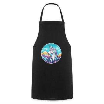 Licorne Aquarelle Dessin Animé Kawaii Animal De Compagnie Animal Couleur - Tablier de cuisine - noir - Devant - AI Model Male 185 dark (185cm)