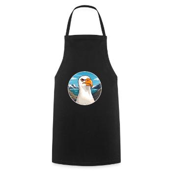 Albatross Watercolor Cartoon Kawaii Pet Animal Col - Cooking Apron - black - Front - AI Model Male 185 dark (185cm)
