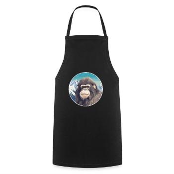 Baboon Watercolor Cartoon Kawaii Pet Animal Colorf - Cooking Apron - black - Front - AI Model Male 185 dark (185cm)