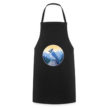 Blue Jay Watercolor Cartoon Kawaii Pet Animal Colo - Cooking Apron - black - Front - AI Model Male 185 dark (185cm)
