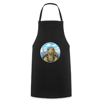 Turtle Watercolor Cartoon Kawaii Pet Animal Colorf - Cooking Apron - black - Front - AI Model Male 185 dark (185cm)