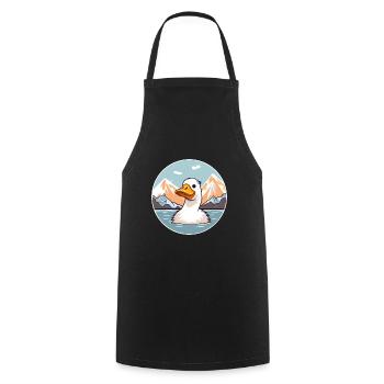Canard Aquarelle Dessin Animé Kawaii Animal De Compagnie Coloré - Tablier de cuisine - noir - Devant - AI Model Male 185 dark (185cm)