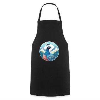 Paon Aquarelle Dessin Animé Kawaii Animal De Compagnie Animal Couleur - Tablier de cuisine - noir - Devant - AI Model Male 185 dark (185cm)