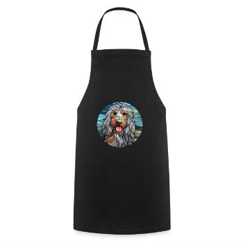 Bergamasco Hunderasse Buntes Glas Buntes Wasser - Kochschürze - Schwarz - Vorne - AI Model Male 185 dark (185cm)