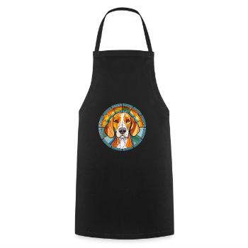 American Foxhound Hunderasse Buntglas Bunt - Kochschürze - Schwarz - Vorne - AI Model Male 185 dark (185cm)