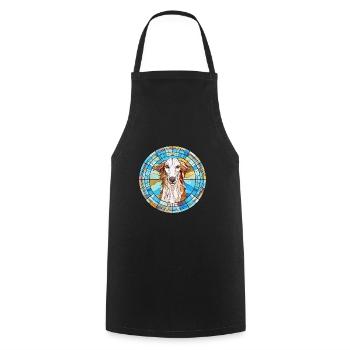 Borzoi Dog Breed Stained Glass Colorful Watercolor - Cooking Apron - black - Front - AI Model Male 185 dark (185cm)