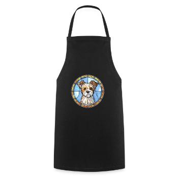 Biewer Terrier Dog Breed Stained Glass Colorful Wa - Cooking Apron - black - Front - AI Model Male 185 dark (185cm)