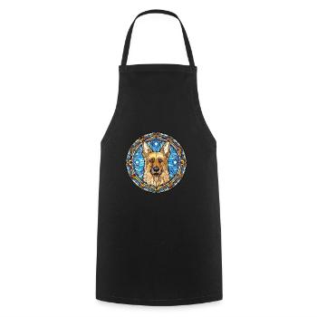 Bohemian Shepherd Dog Breed Stained Glass Colorful - Cooking Apron - black - Front - AI Model Male 185 dark (185cm)