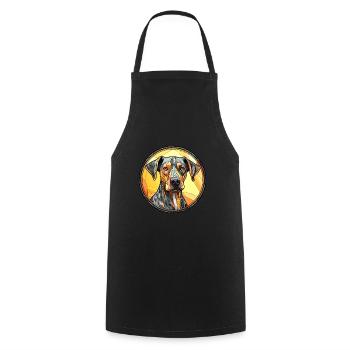 Catahoula Leopard Hund Rasse Bunt Glas Bunt - Kochschürze - Schwarz - Vorne - AI Model Male 185 dark (185cm)