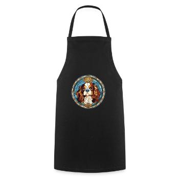 Cavalier Dog Breed Stained Glass Colorful Watercol - Cooking Apron - black - Front - AI Model Male 185 dark (185cm)