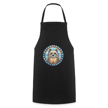 Keeshond Dog Breed Stained Glass Colorful Watercol - Cooking Apron - black - Front - AI Model Male 185 dark (185cm)