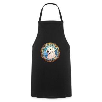 Kuvasz chien race vitrail aquarelle colorée - Tablier de cuisine - noir - Devant - AI Model Male 185 dark (185cm)