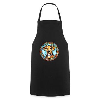 Jagdterrier Dog Breed Stained Glass Colorful Water - Cooking Apron - black - Front - AI Model Male 185 dark (185cm)