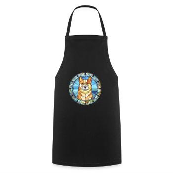 Jindo Dog Breed Stained Glass Colorful Watercolor - Cooking Apron - black - Front - AI Model Male 185 dark (185cm)